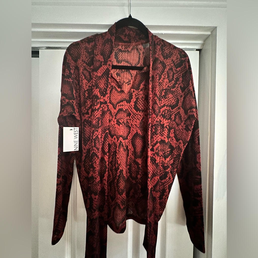 Kohl's Red And Black Snake Print Blouse